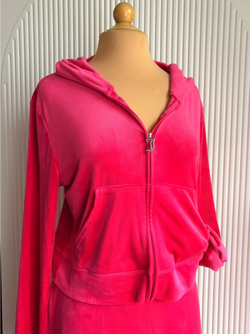 Juicy Couture Hot Pink Velour Zip-Up Hoodie